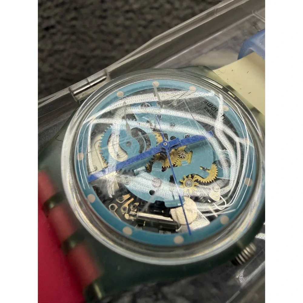 Swatch Varigotti GL118 Silicon Wrist Watch 34mm Skeleton Dial Unisex w/ Case